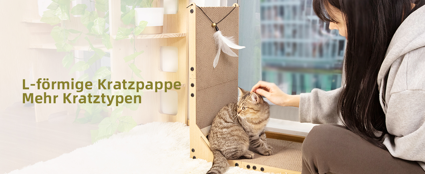 Котячий когтетоп з картону Mora Pets: великий, L-подібний, з іграшкою, 59 см