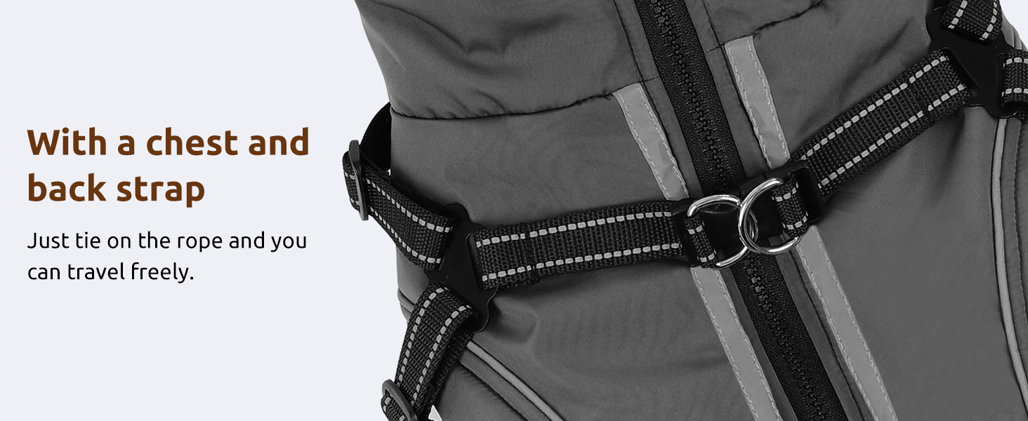 Теплий зимовий одяг для собак Citétoile: куртка з блискавкою, вітрозахисна, з відбиваючими смугами та нагрудником (сірий, M)