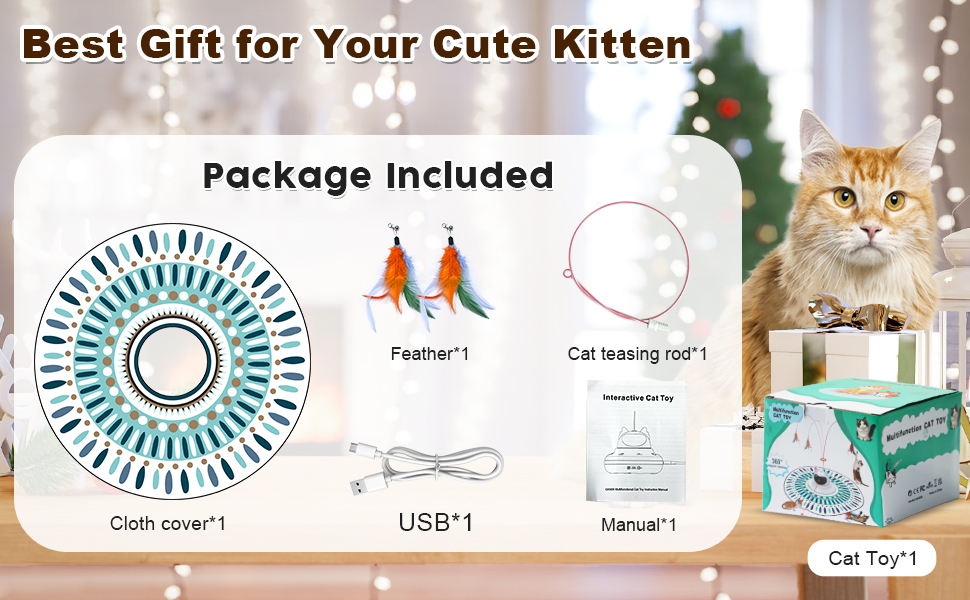 Інтерактивна іграшка для котів 3-в-1 Spessn: хованки, пір'я, лазерний вказівник. Електрична іграшка-головоломка для котів будь-якого віку. Біло-червоний колір, Ximi