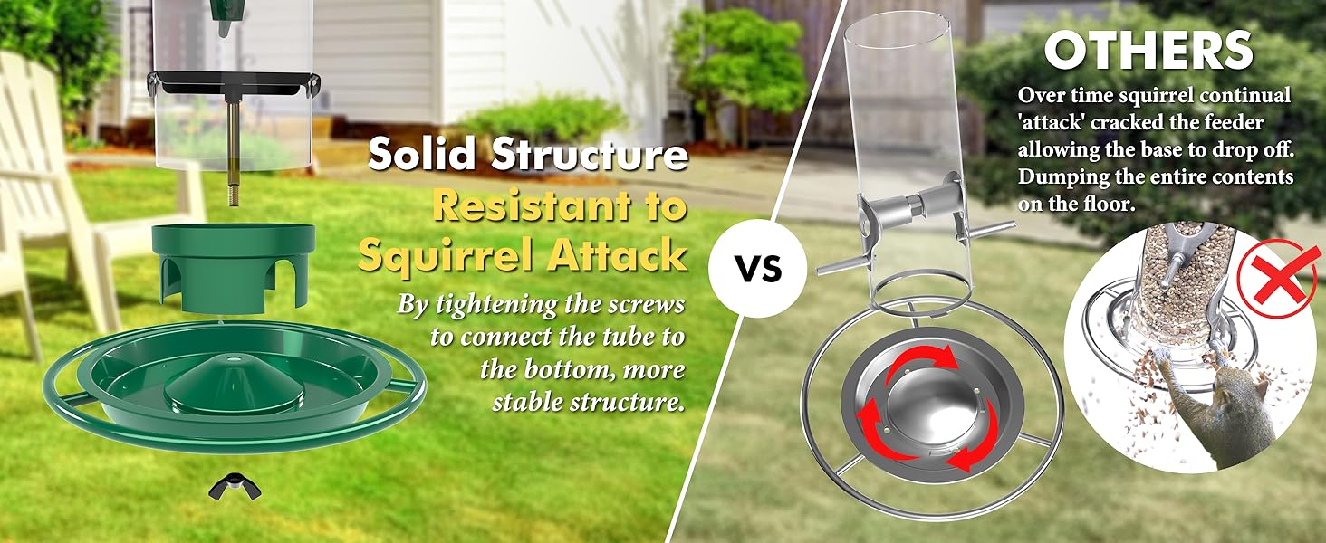 Годівниця для птахів iBorn на відкритий простір – годівниця для птахів з металу, місткість 900г, 4 отвори для годування, чорний/зелений колір