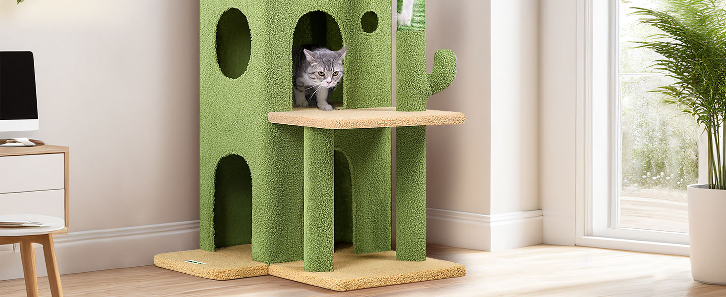 Кігтеточка Globlazer XL для великих котів та літніх тварин з будиночком, платформами та іграшками, 127 см