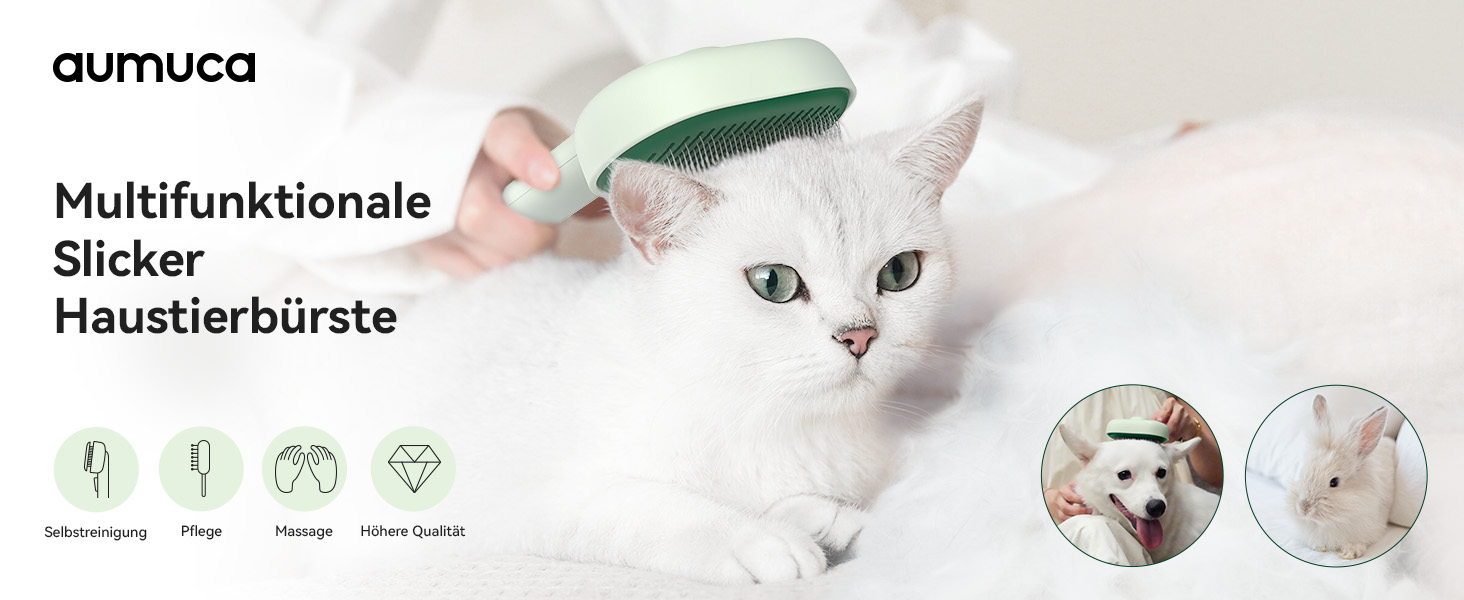 Щітка для котів Aumuca: для довгошерстих та короткошерстих, видаляє відмерле волосся, масажна, колір: лісовий зелений