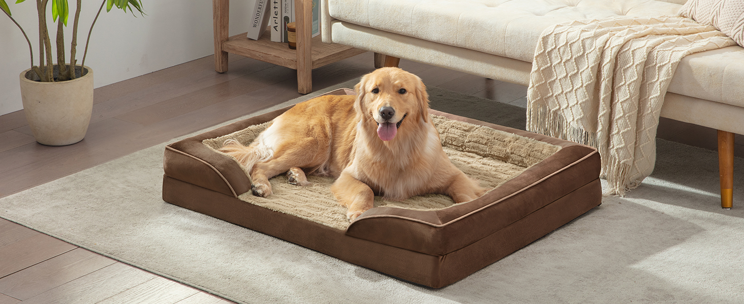 Ортопедичне ліжко для собак Pawk, великі та середні породи, з піною з пам'яті, миється, знімний антиковзний коврик, 89x64x17 см