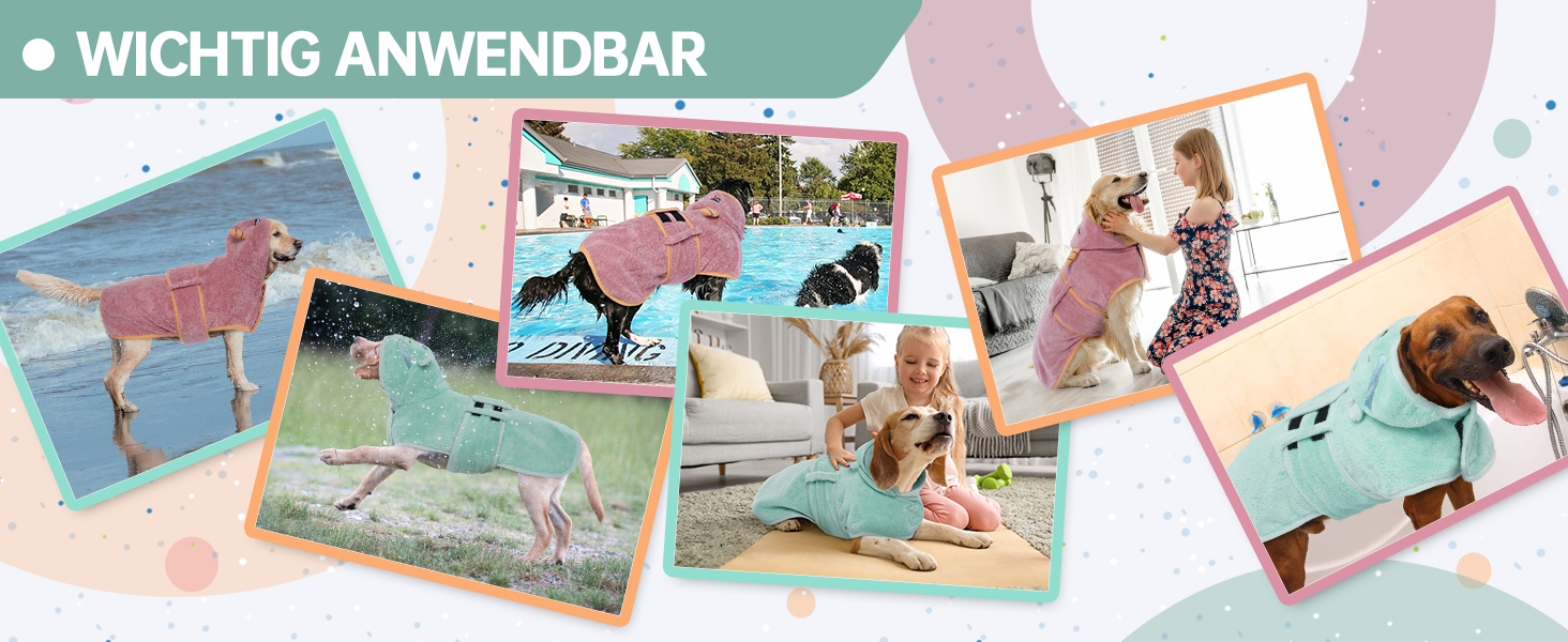 Рушник для собак OUOBOB: теплий халат з мікрофібри з капюшоном, зелений, розмір M