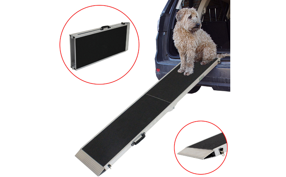 Рампа для собак TRUTZHOLM, розкладна, 183 см, вантажопідйомність 180 кг, алюміній, сірий/чорний, з сумкою