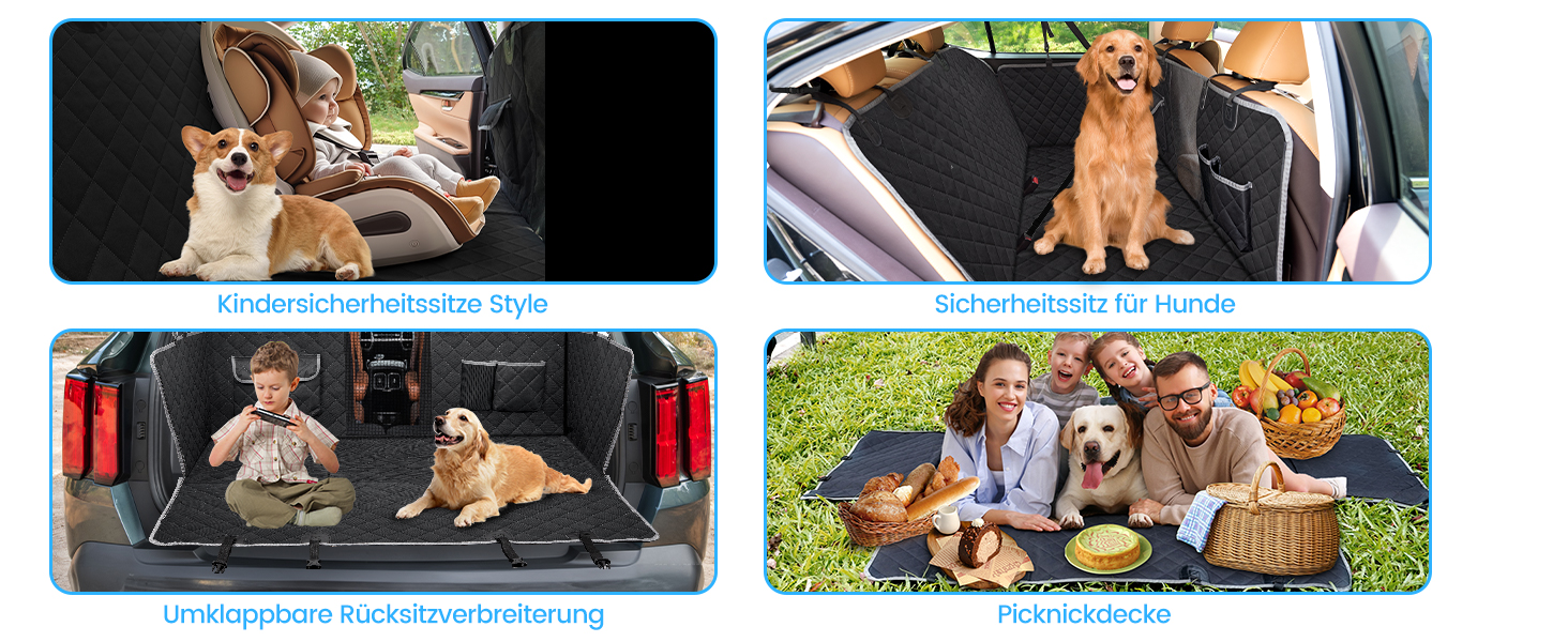 Захист для заднього сидіння авто для собак Kfonla: водовідштовхувальна підстилка з боковими бар'єрами та оглядовим вікном, універсальна, антицарапин, для захисту сидіння