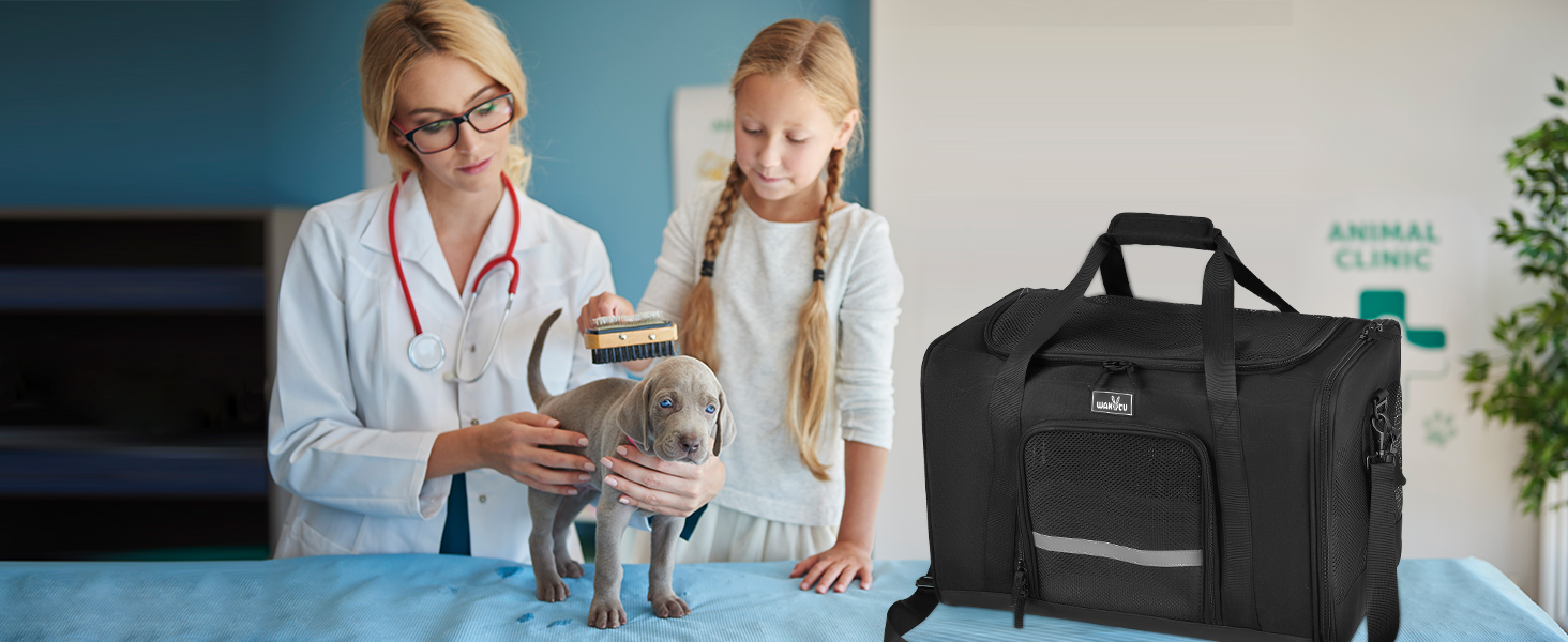 Сумка-переноска для собак та котів Wakytu, велика, чорна, розширювана, складна, 900D Oxford, міцна