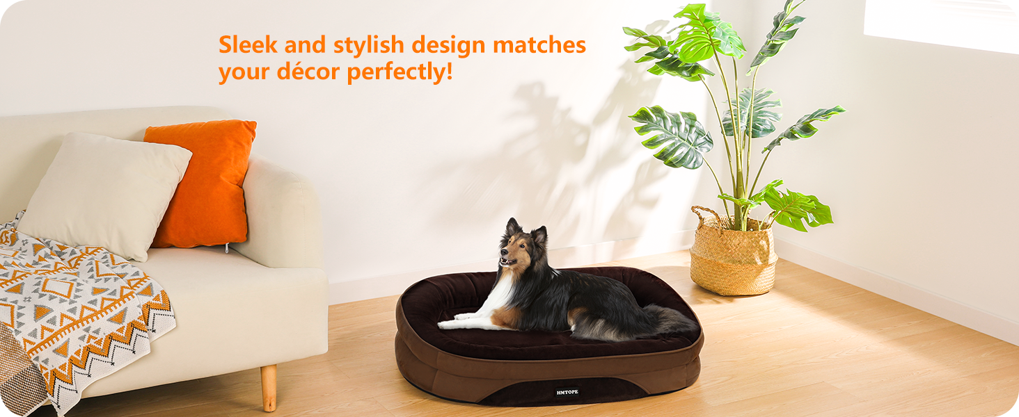 Ортопедичне ліжко для собак, ліжко-софа для собак з підголовником, кошик для собак з неслизьким дном, знімний та пральний, для маленьких та середніх собак, 90 x 71 x 15 см, коричневий