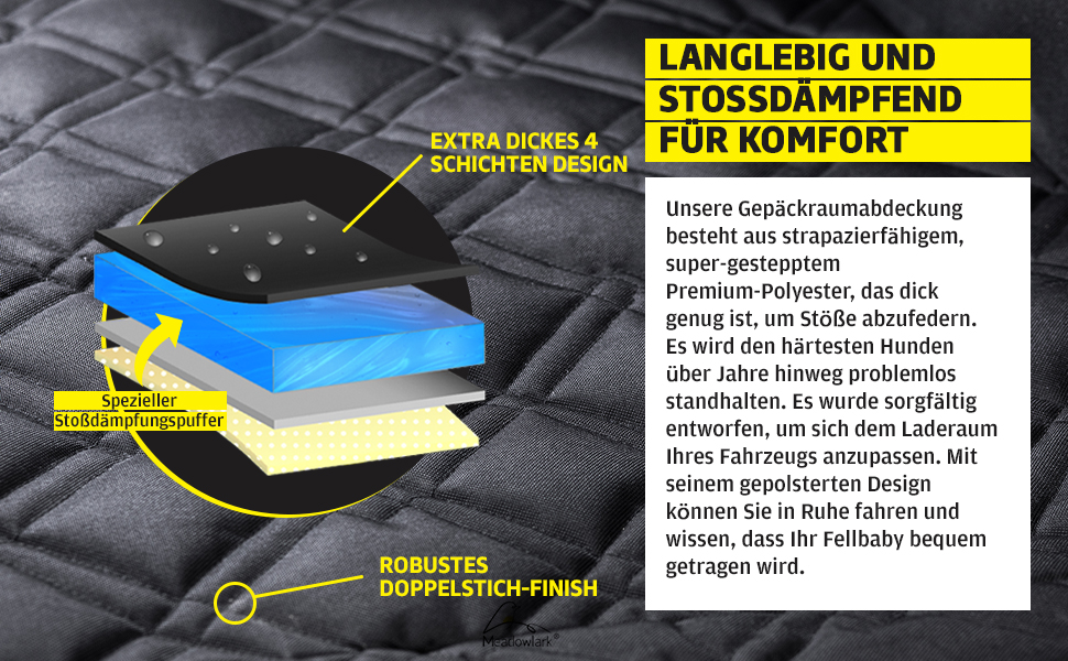 Захист для багажника автомобіля для собак Meadowlark, важкий, водовідштовхувальний, з боковим захистом, чорний. Захищає багажник та бампер від подряпин, шерсті та бруду. Стандартний розмір.