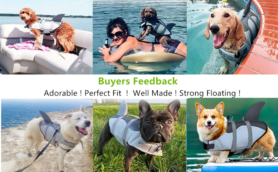 Жилет для плавання собак Aokay Shark, розмір M, сірий. Безпечний рятувальний жилет для собак з міцною ручкою.