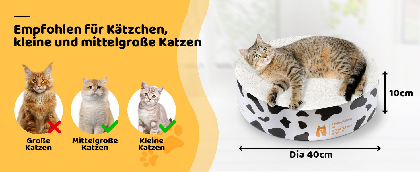 Кігтеточка Happy&Polly для котів: кругла, двостороння, з якісної картонної основи, 40x40x10 см