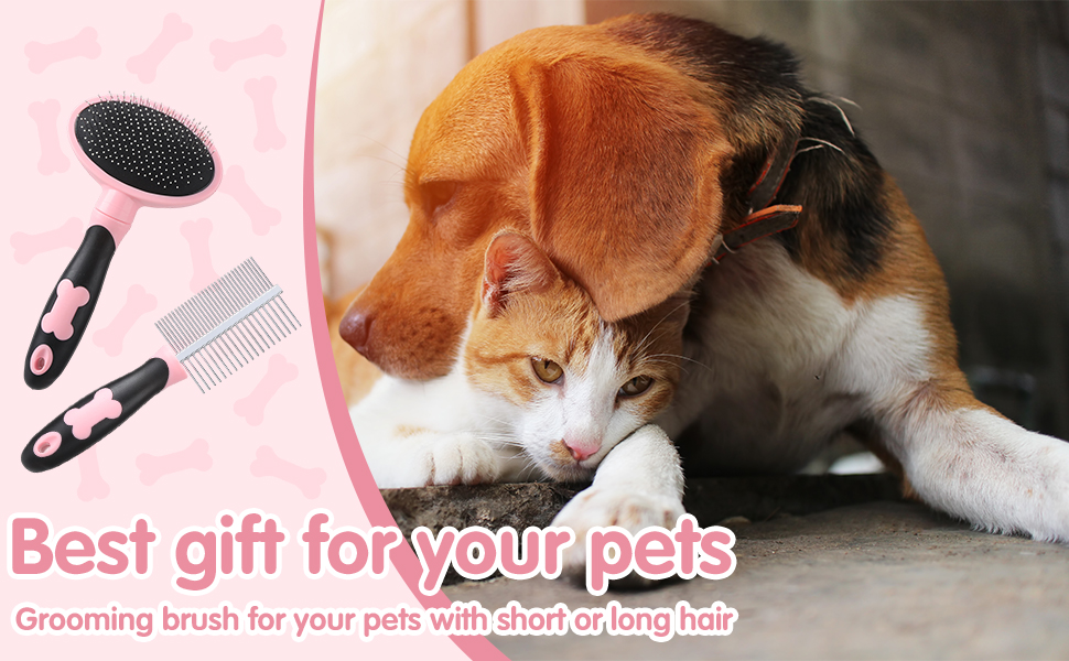 Набір для грумінгу собак Tonyg-P: щітка-гребінець + двостороння щітка для довгошерстих собак (маленьких, середніх, великих)