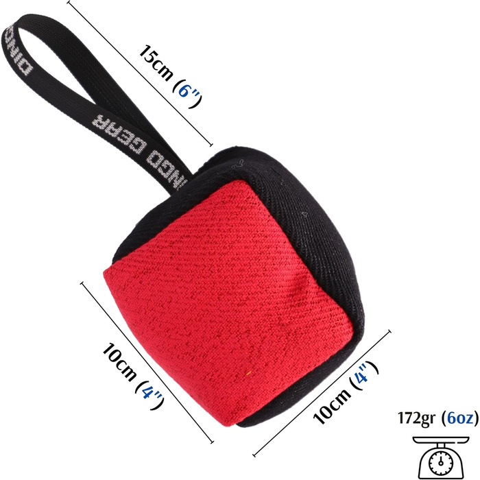 Іграшка для собак Dingo Gear Beißwurst з Nylcot, 10x10 см, куб, з ручкою, чорна/червона – для тренування та ігор