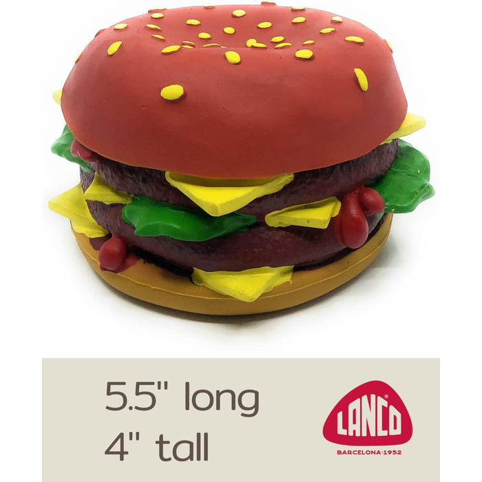 Велика іграшка для собак XL Cheeseburger, пищалка, натуральний каучук, 14 см, для великих порід, без шкідливих хімікатів