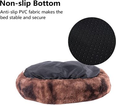 Ліжко для собак Coohom Donut, яке можна прати, XXL, коричневий