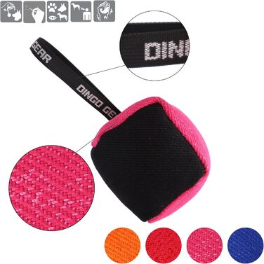 Іграшка для собак Dingo Gear, кусальна подушка з нейлкоту з ручкою, 10x10 см, куб, чорна/рожева, для тренування і гри