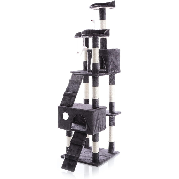 Кігтеточка Wiltec 170см, Сизаль, Платформи, сірий