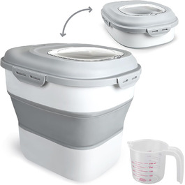 Viretec Контейнер для корму 22,7 кг, складний, з кришкою на замку, на колесах, для собак і котів, білий