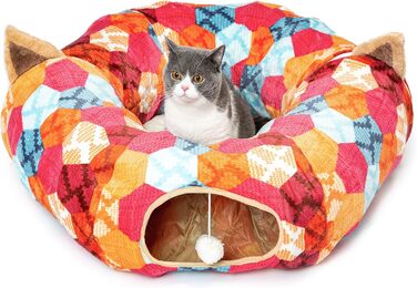 Котячий тунель, Ліжко для кішки, Плюш, Складний, Помаранчевий