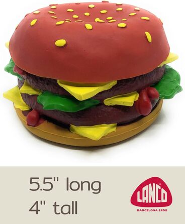 Велика іграшка для собак XL Cheeseburger, пищалка, натуральний каучук, 14 см, для великих порід, без шкідливих хімікатів