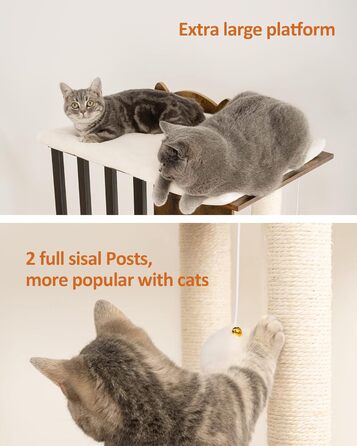 Х ярусна кігтеточка FourFurPets, 111 см, вінтажна коричнева, 3-