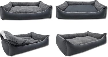 Odolplusz XXL Ліжко для великих собак, ергономічний диван для собак із кордура, графіт, 100x70x19 см