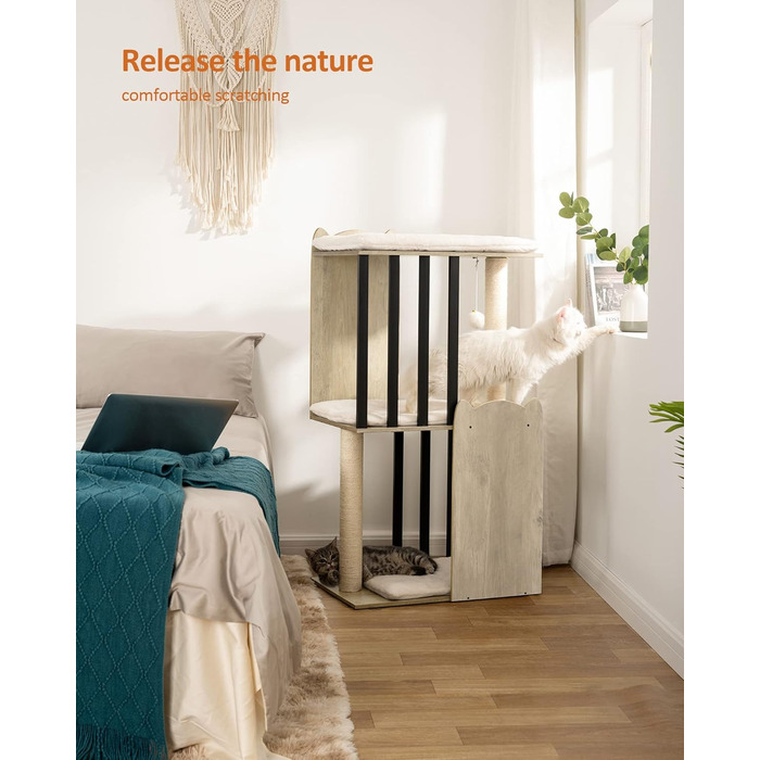 Х ярусна кігтеточка FourFurPets, 111 см, вінтажна коричнева, 3-
