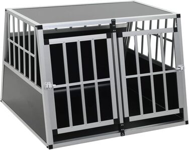 Транспортний бокс для собак vidaXL, подвійні двері, 94x69x88 см, клітка для перевезення, металева, для подорожей