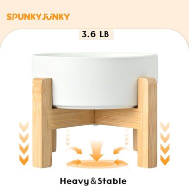 Керамічна миска для собак SPUNKYJUNKY з дерев'яною підставкою, 2 шт.
