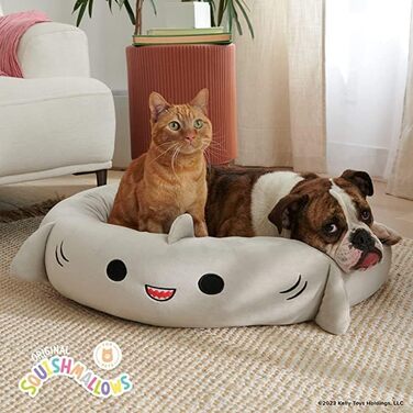 Ліжко для домашніх тварин Squishmallows Gordon Акула 61 см, середнє, ультрам'яке, офіційне плюшеве ліжко