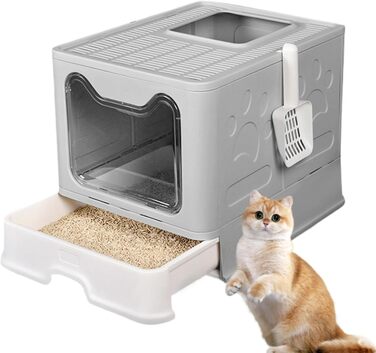 Котячий туалет з шухлядою та лопаткою, сірий
