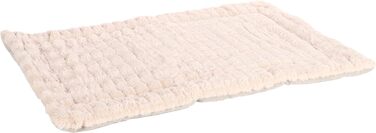 Лежак для собак Flamingo Verona прямокутний, бежевий, 100,5x63x2 см, м'який плюш, знімний чохол, машинне прання, ідеально для клітки