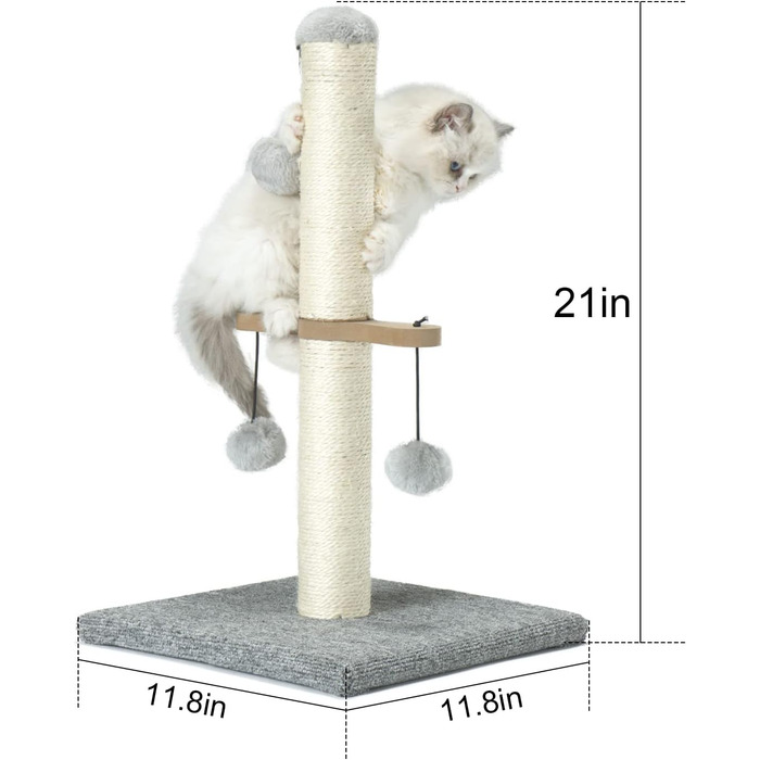 Котяче дерево для кошенят, з плюшевим м'ячем, сіре
