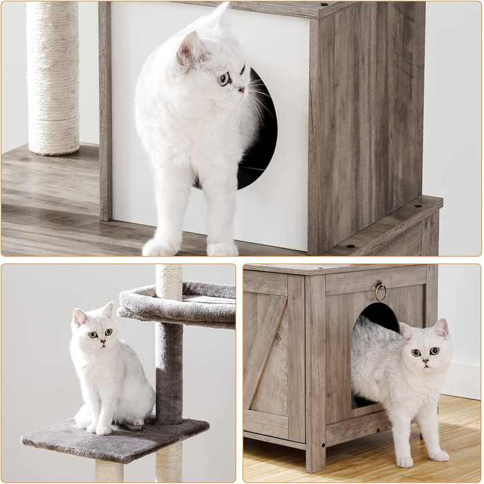 Котяче дерево з тумбою для лотка, 2-в-1, 150 см