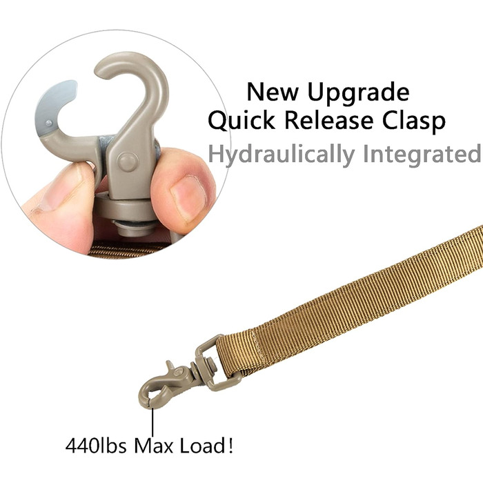 Повідець для собаки JiePai Tactical Bungee, 1,8 м, Coyote Brown