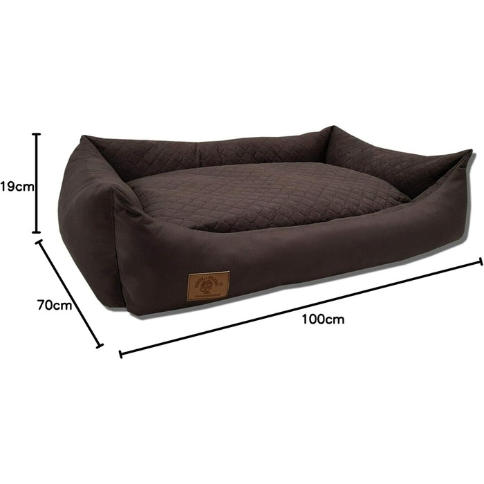 Odolplusz XXL Ліжко для великих собак 100x70 см, коричневе — собаче ліжко-матрац з двосторонньою подушкою, знімний та праний чохол