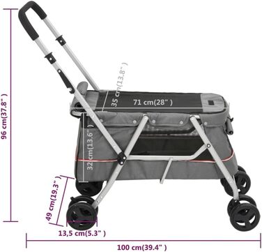 Складна коляска для собак 100x49x96см (Сірий)