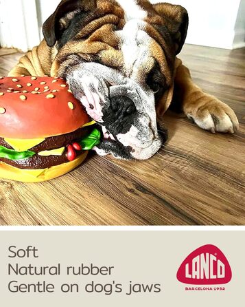 Велика іграшка для собак XL Cheeseburger, пищалка, натуральний каучук, 14 см, для великих порід, без шкідливих хімікатів