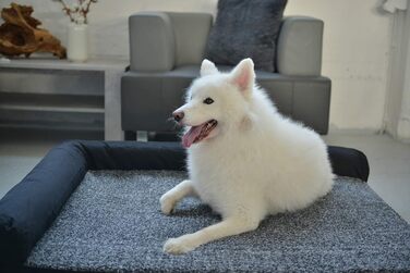 М'яке ліжко для собаки RAIKOU з плюшем, можна прати, сірий