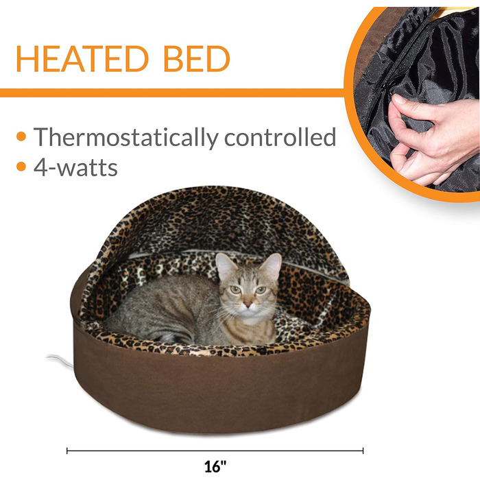Лежак для кішок K&H PET Thermo-Kitty з підігрівом, леопард