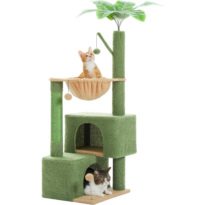 Кігтеточка PURRPURCAT з печерами та гамаком, зелена