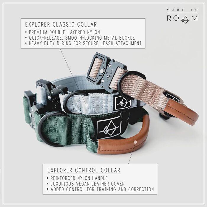 Преміум нашийник для собак Made to Roam, нейлоновий, регульований, із металевою застібкою, колір Oregon Haze, розмір 4