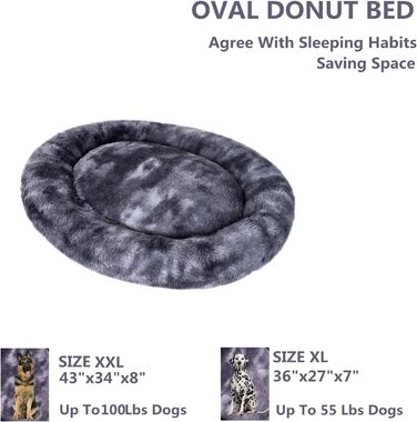 Ліжко для собак Coohom Donut, можна прати, XXL, сірий