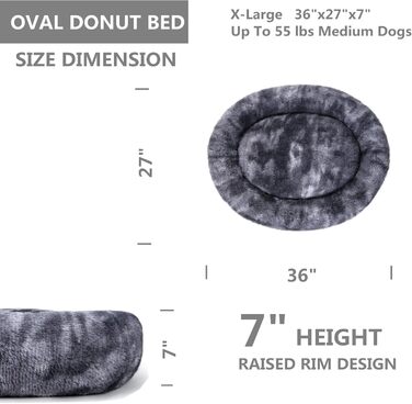 Ліжко для собак Coohom Donut, можна прати, XXL, сірий