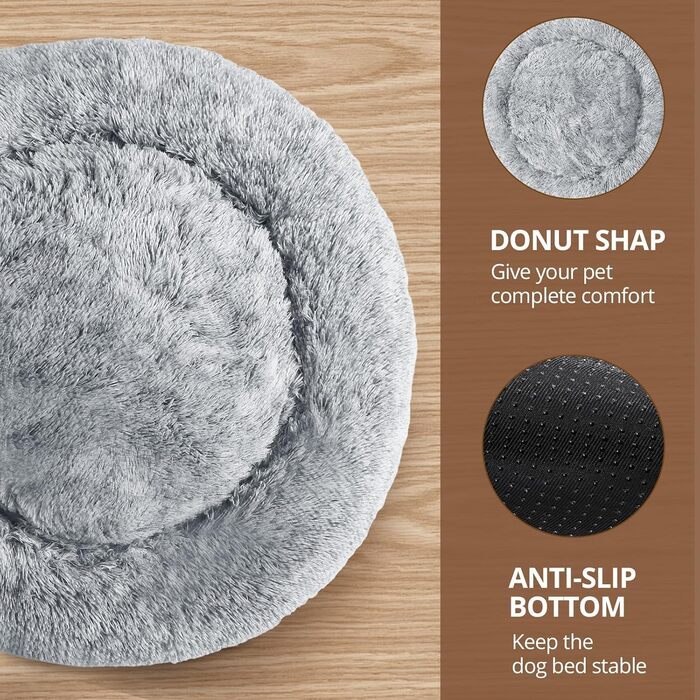 Ліжко для домашніх тварин JOLLYVOGUE Soothing Donut, можна прати, 50см