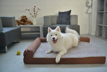 М'яке ліжко для собаки RAIKOU з плюшем, можна прати, сірий