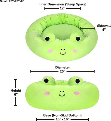 Ліжко для тварин Squishmallows Wendy Жаба 50 см, офіційний плюш Jazwares, супер м'яке лежанка для домашніх улюбленців
