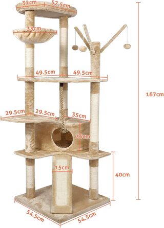 Стійка кігтеточка XXL, 167 см (бежева)