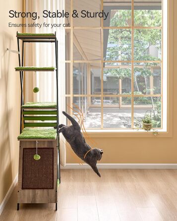 Х ярусна кігтеточка FourFurPets, 111 см, вінтажна коричнева, 3-