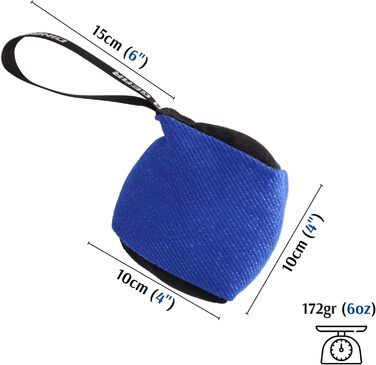 Іграшка для собак Dingo Gear у формі кубика, 10x10 см, з ручкою, з нейлкоту, чорна/синя – для тренувань та ігор